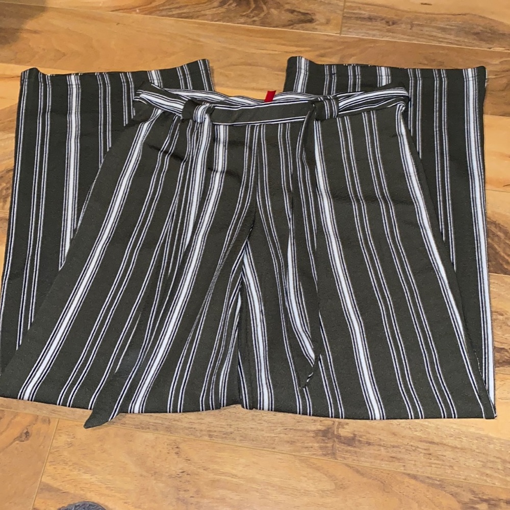 Green Striped Dress Pants Long and Lightweight Material